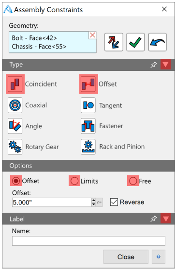 Nowe okno relacji Alibre Design